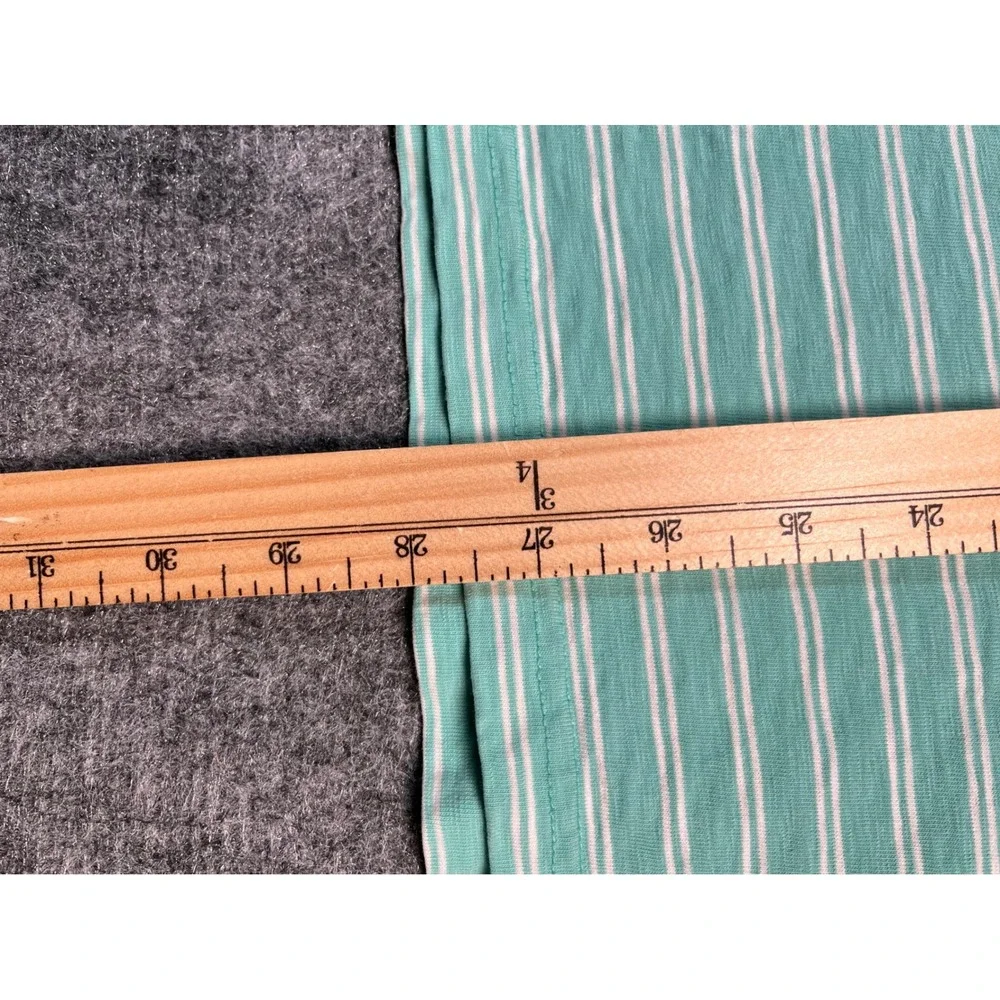 J. Crew Mens Large Polo Shirt Green White Striped Short Sleeve Ring‎ Spun Jersey